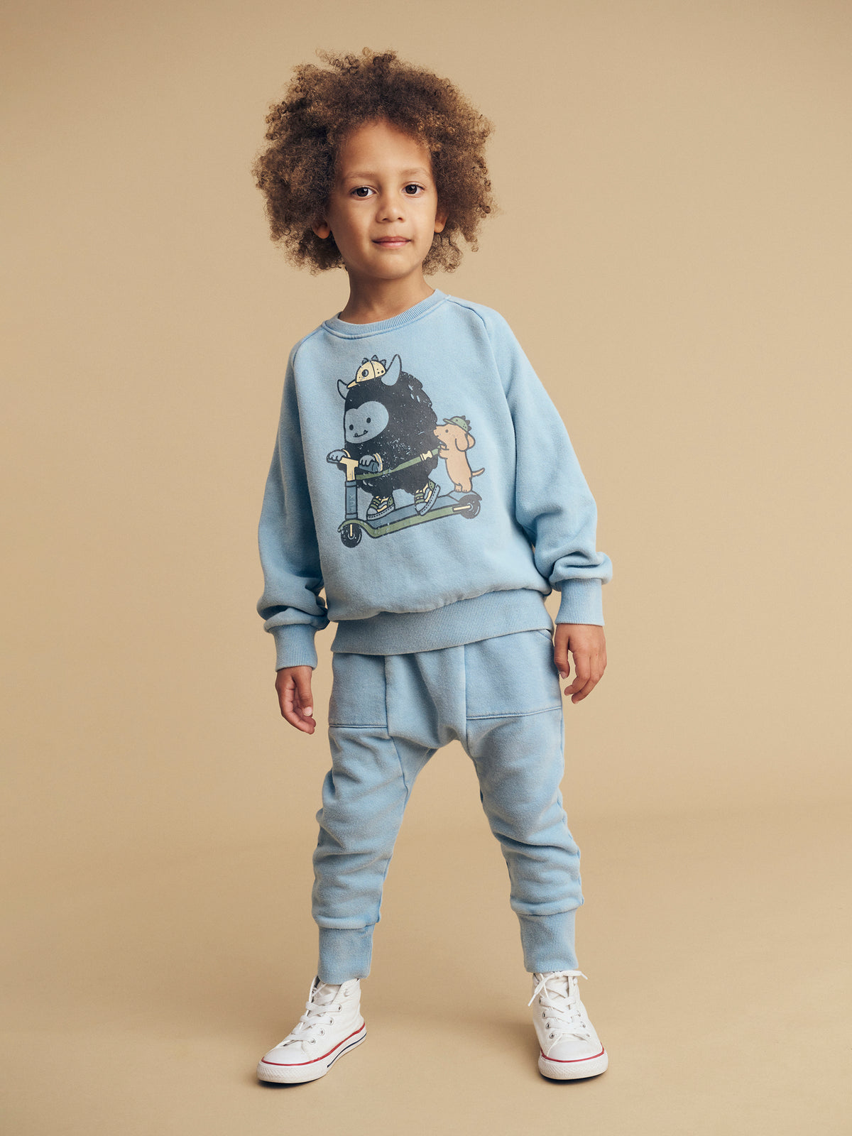 Scooter Monster Sweatshirt || Washed Blue