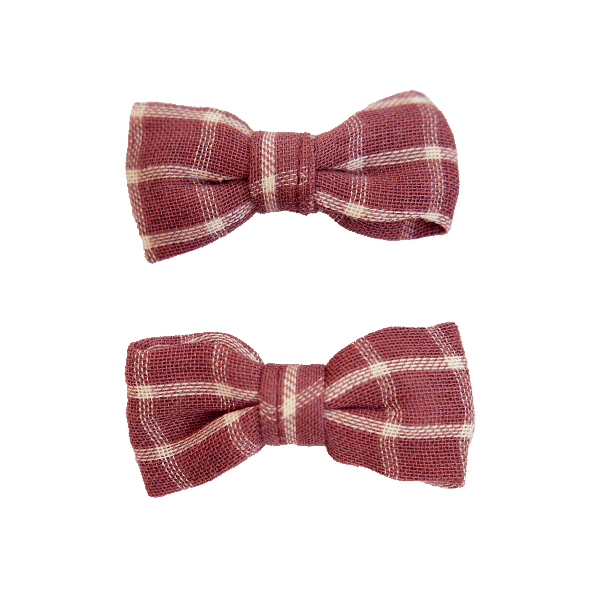 Small Bow Hair Clips 2 Pack || Rhubarb Check