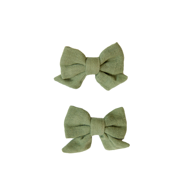 Bow Hair Clips 2pack || Hedge Green