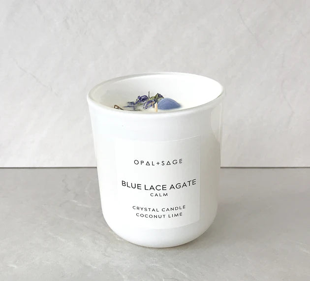 Blue Lace Crystal Candle Large Jar