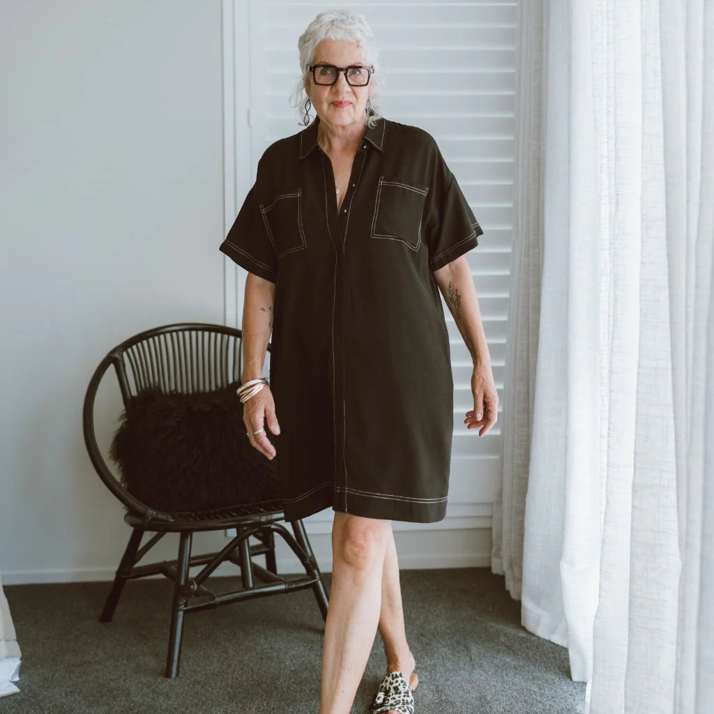 Cora Women's Shirt Dress || Black