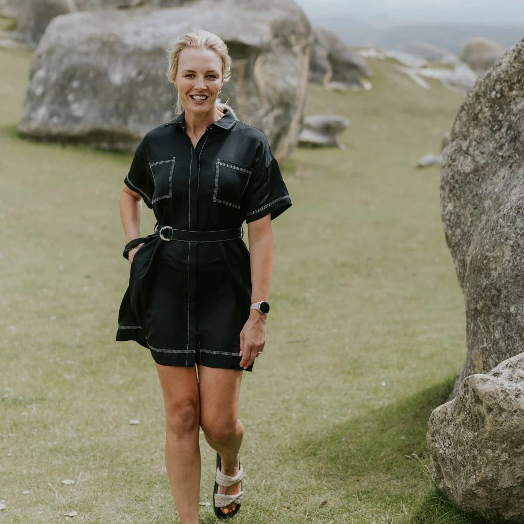black shirt dress nz Cora Women's Shirt Dress || Black