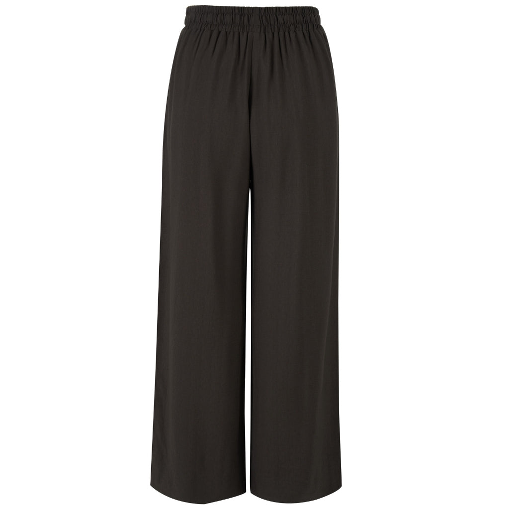 Indiana - Women's Wide Leg Pants || Dark Chocolate with Cream Stripe