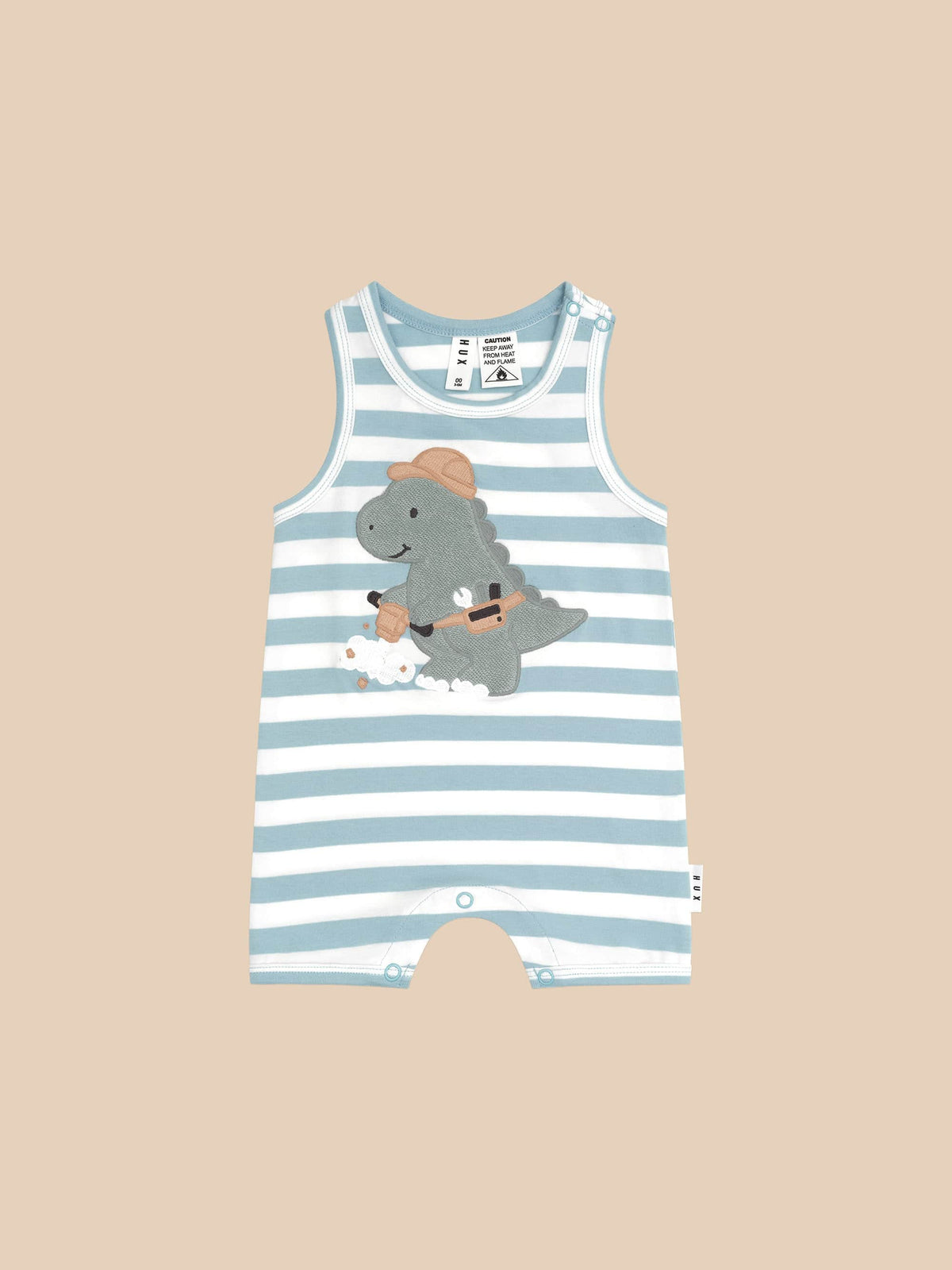 Construction Dino Stripe Sleeveless Romper