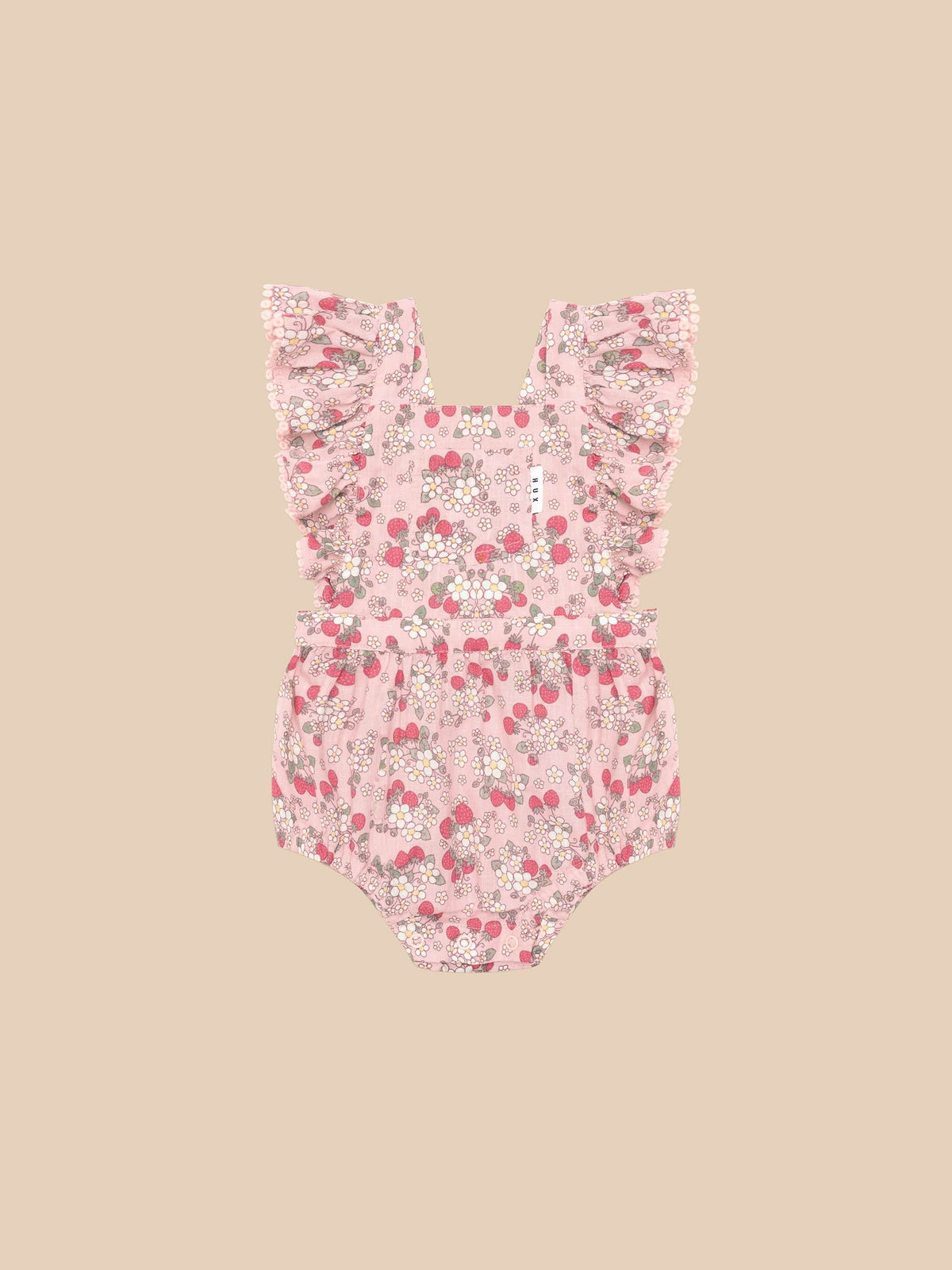 Vintage Strawberry Frill Playsuit || Blush