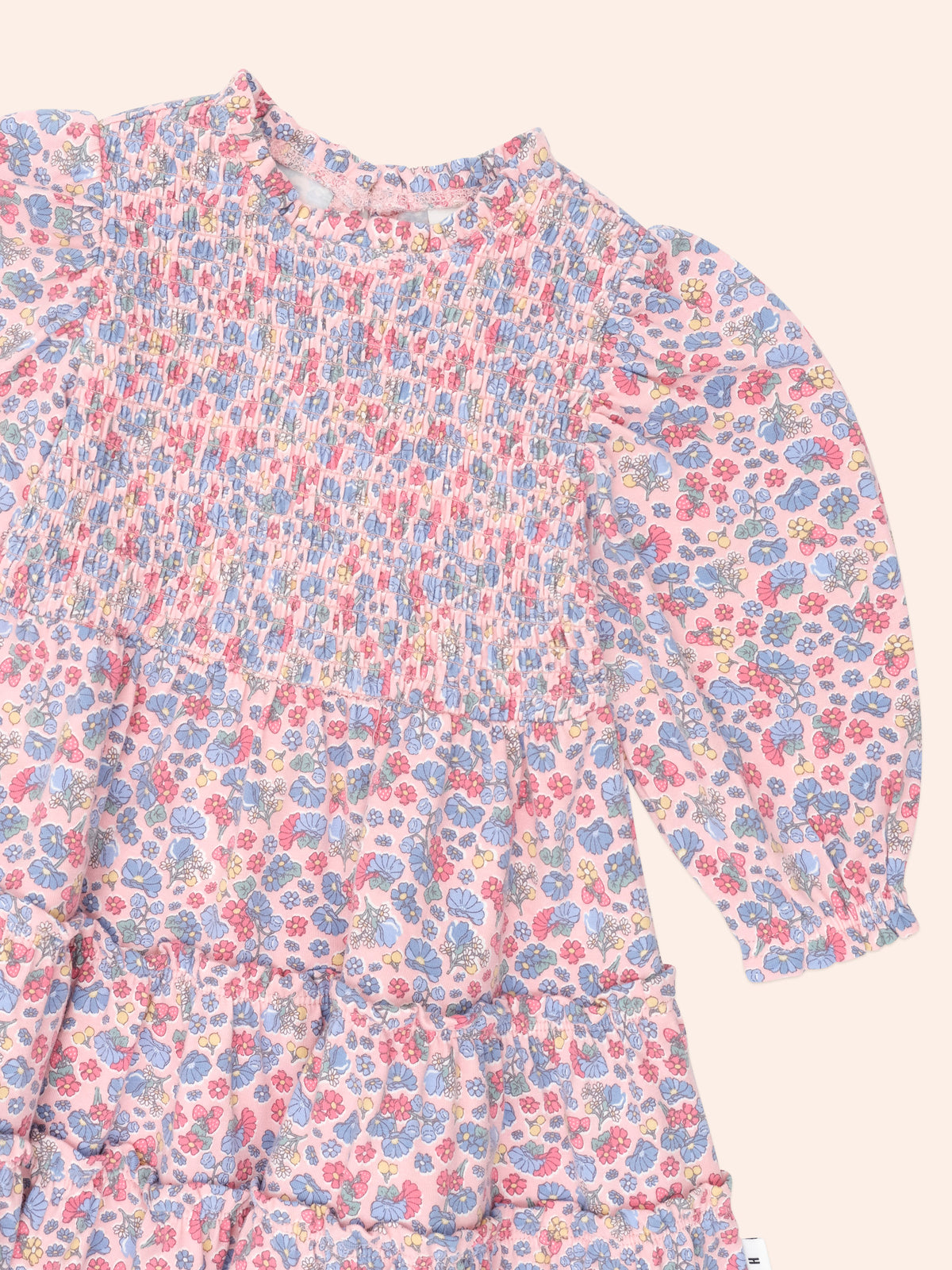 Vintage Floral Puff Long Sleeve Dress