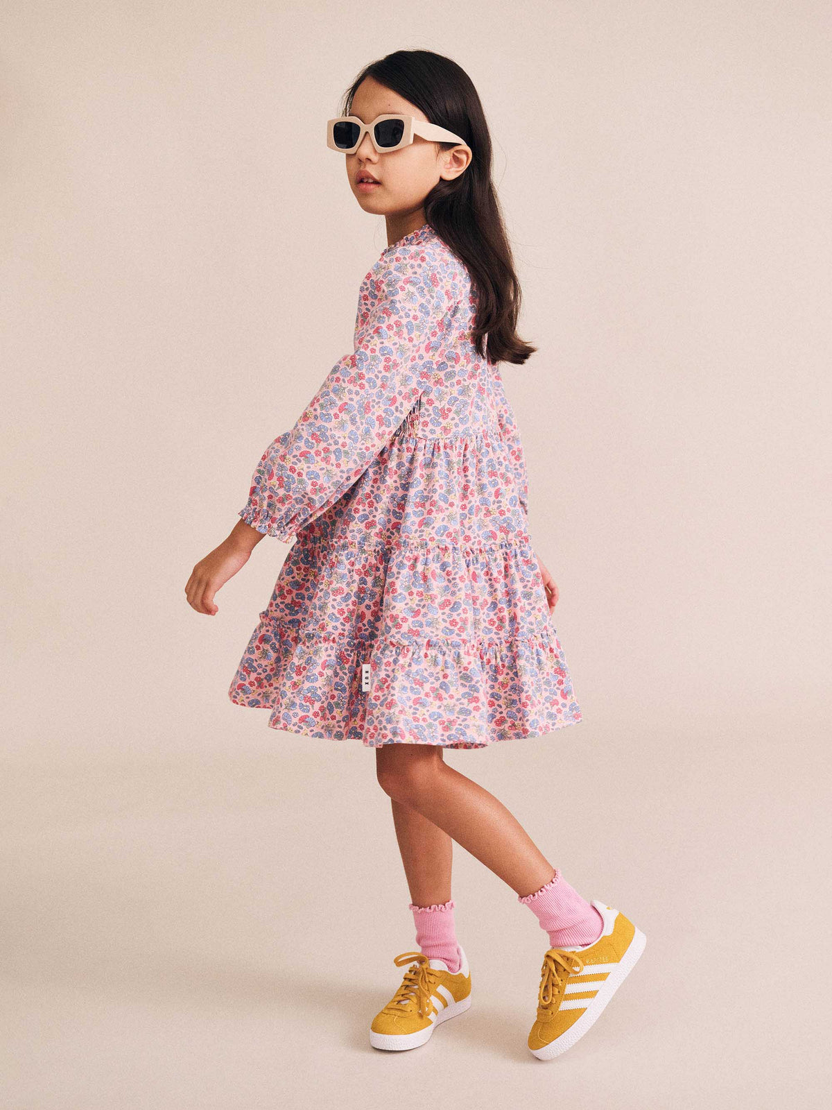 Vintage Floral Puff Long Sleeve Dress