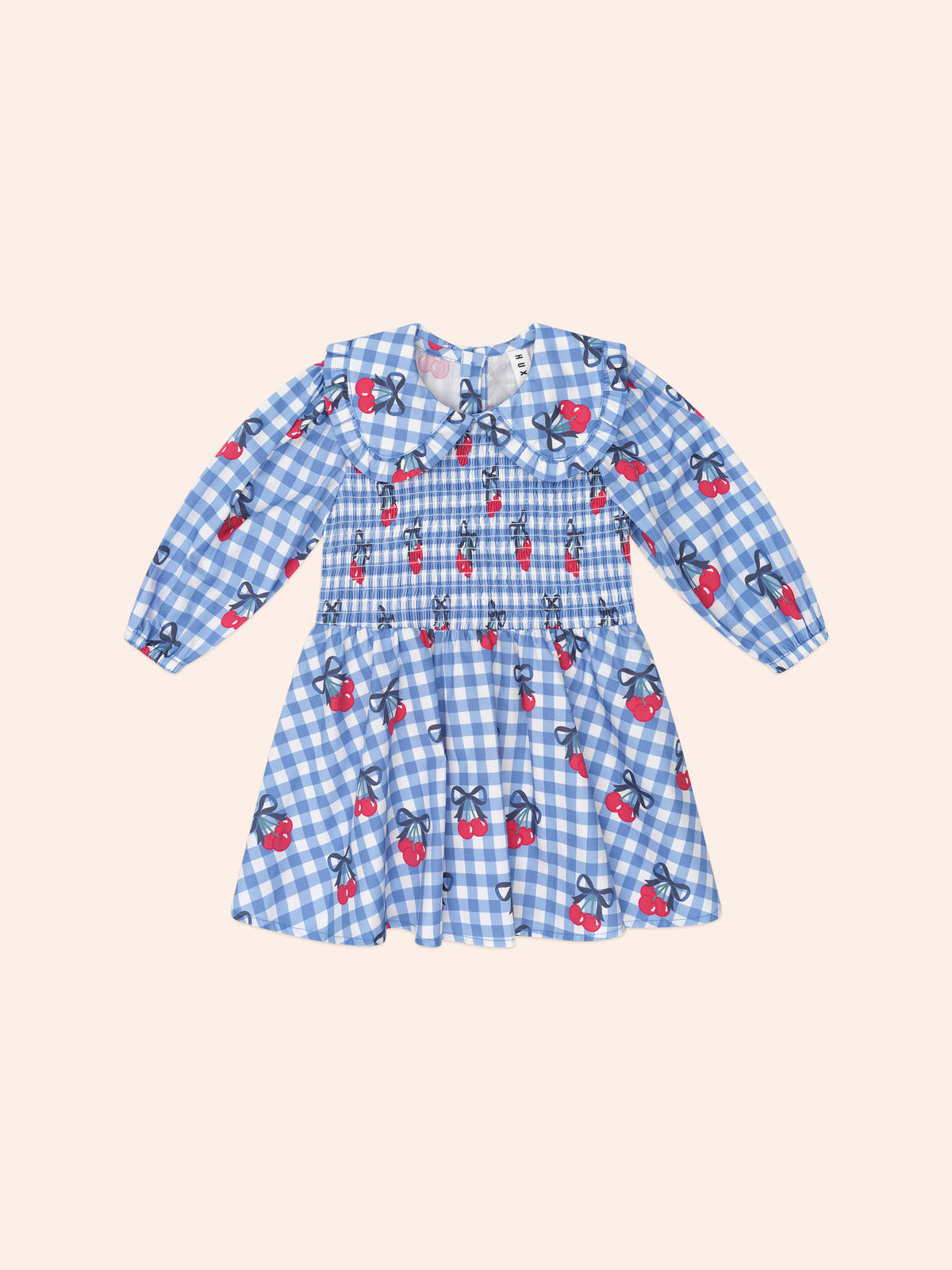Cherry Gingham Shirred Dress