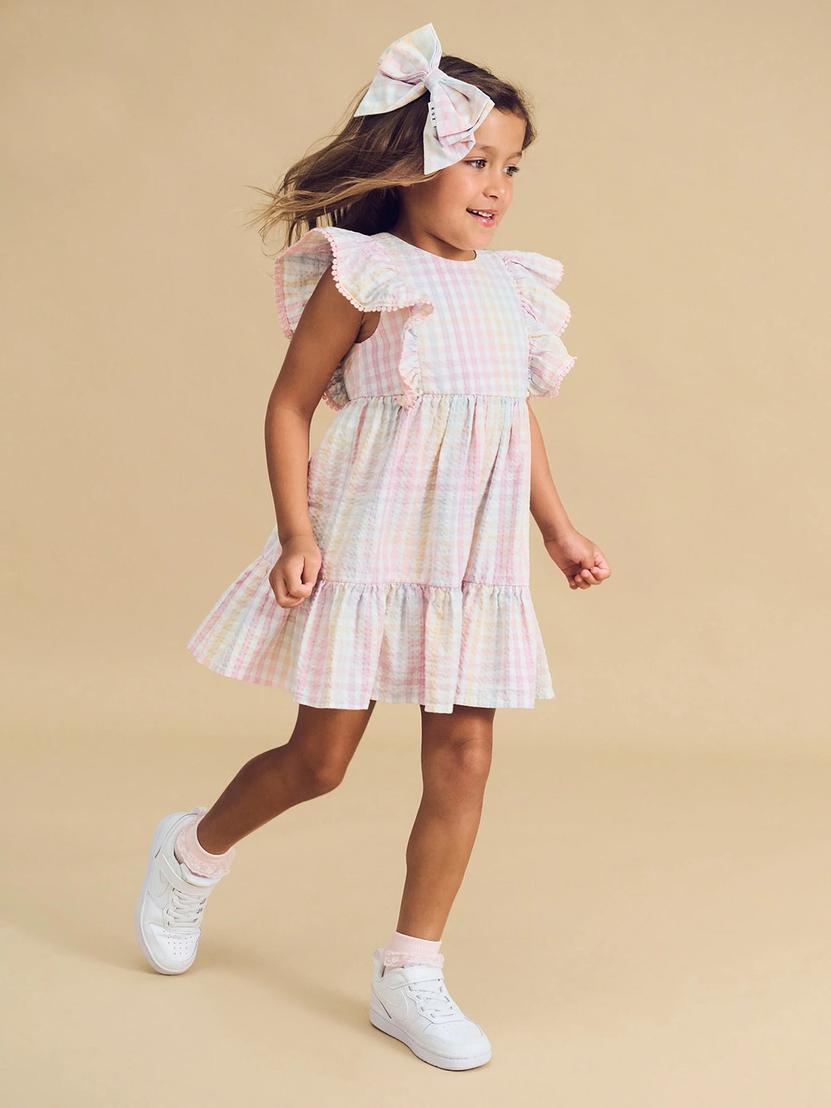 Rainbow Check Frill Dress