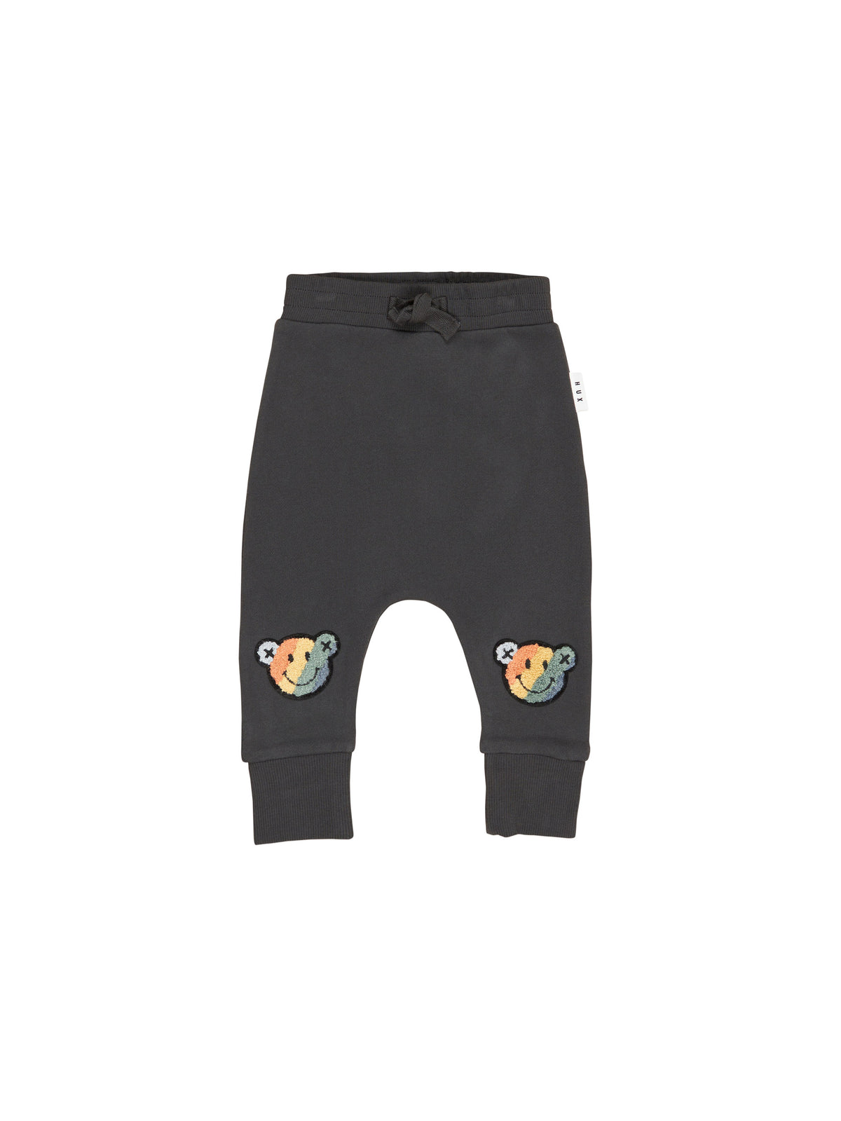 Smiley Rainbow Drop Crotch Pant || Soft Black