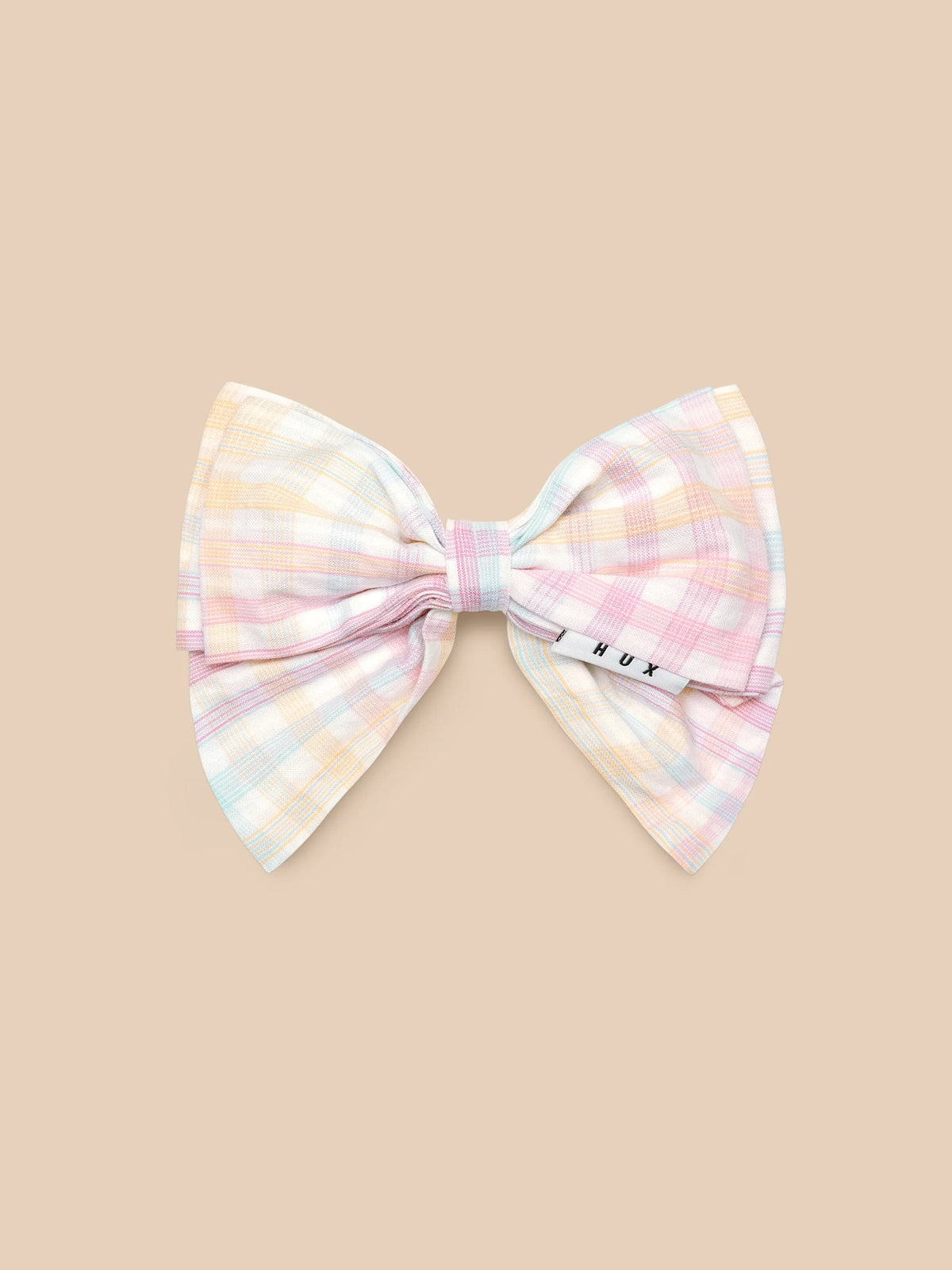 Rainbow Check Hair Bow