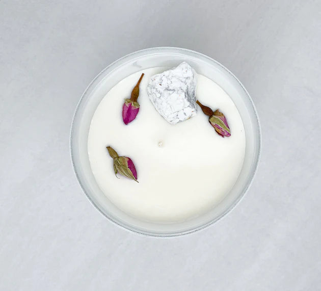 Howlite Crystal Candle