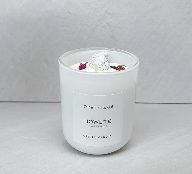 Howlite Crystal Candle