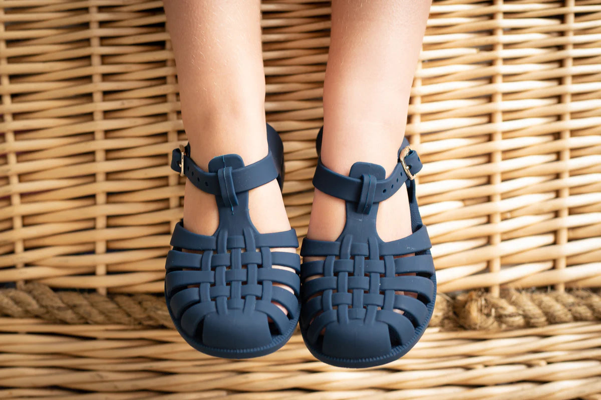 Navy blue jelly sandals on sale