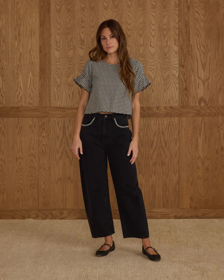 Francie Blouse || Black Gingham