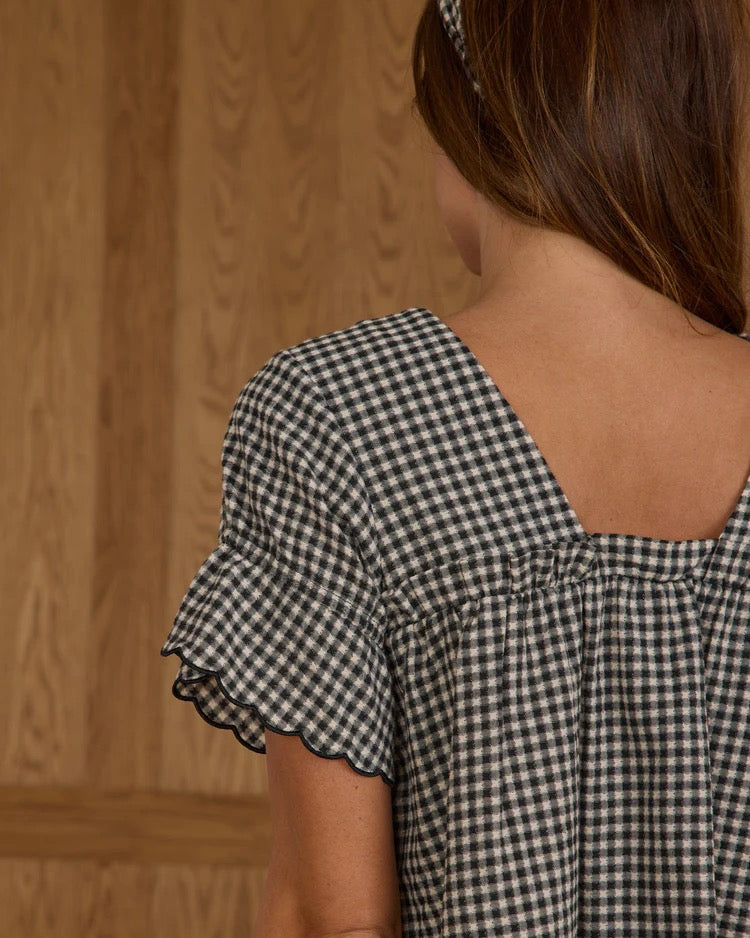 Francie Blouse || Black Gingham
