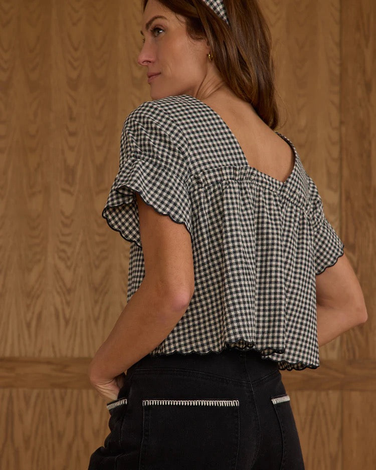 Francie Blouse || Black Gingham