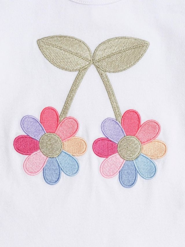 Flower Power Puff Sleeve Tee || White
