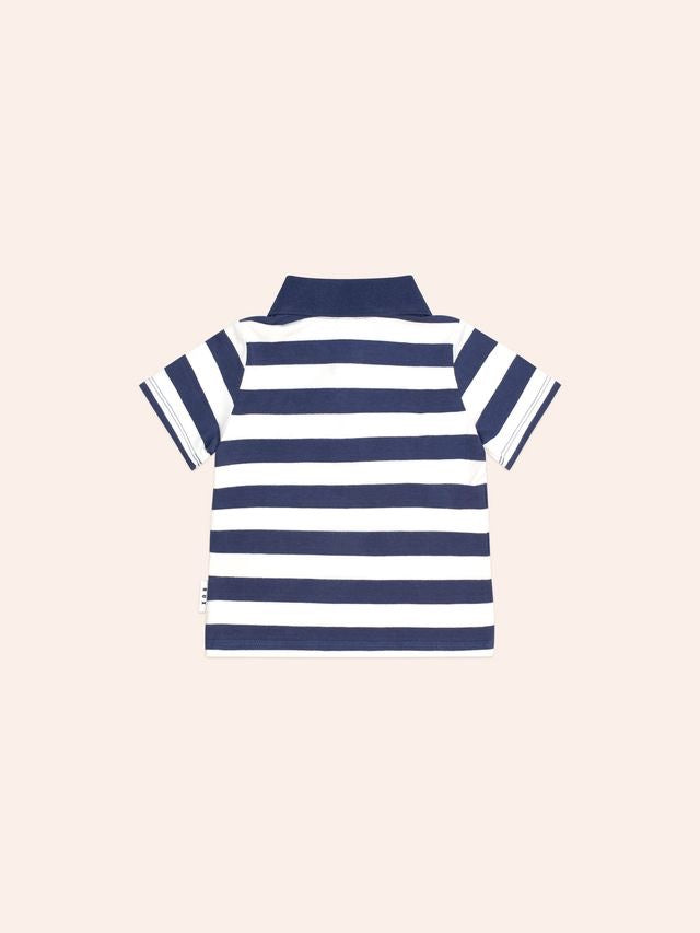 Stripe Polo Tee || Navy Stripe
