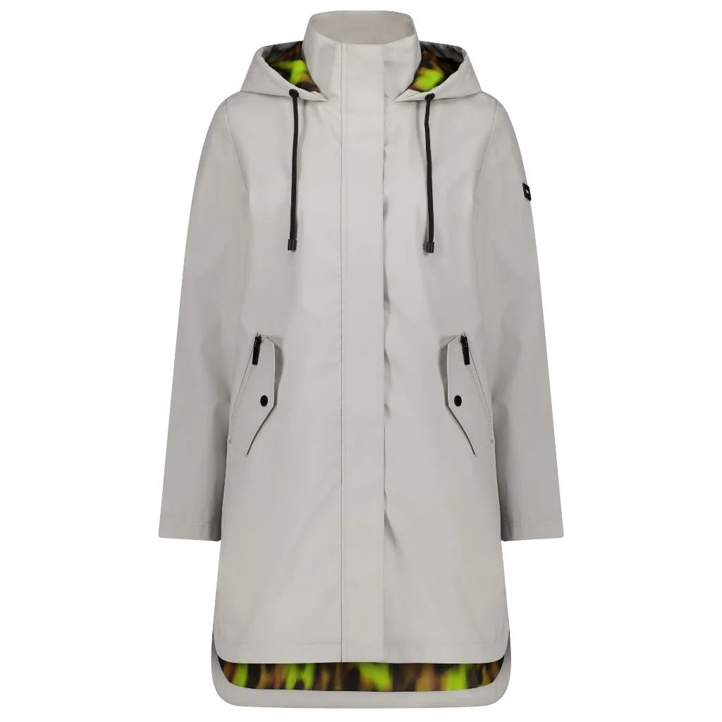 Billie Womens PU Coated Rain Coat ||  Ice Crystal with Big Cat Blur