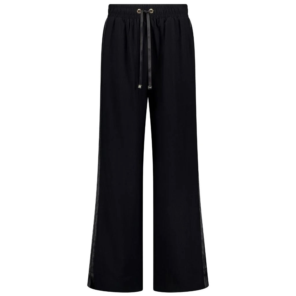 Indiana Women&#39;s Wide Leg Pant || Black with Satin