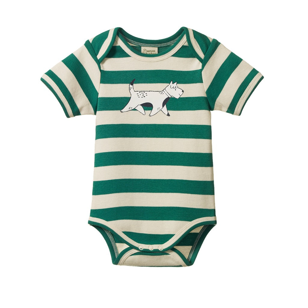 Short Sleeve Bodysuit || Dog Walk Peppermint Print