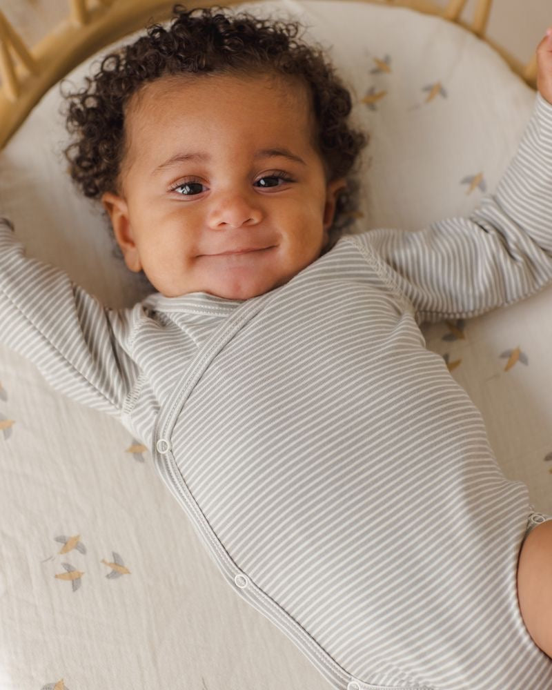 Side Snap Bodysuit || Sage Micro Stripe