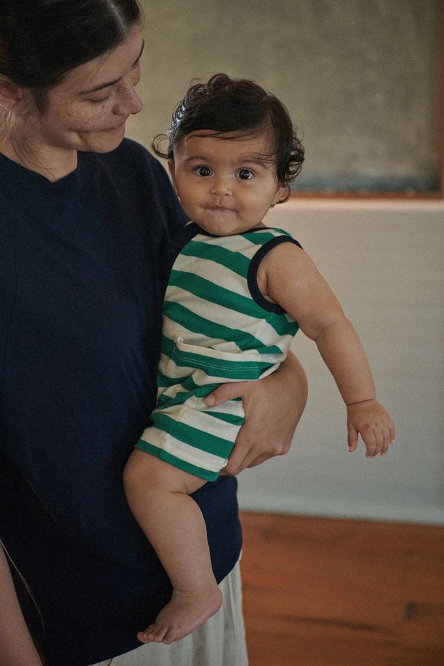 Camper Suit || Peppermint/Navy Stripe