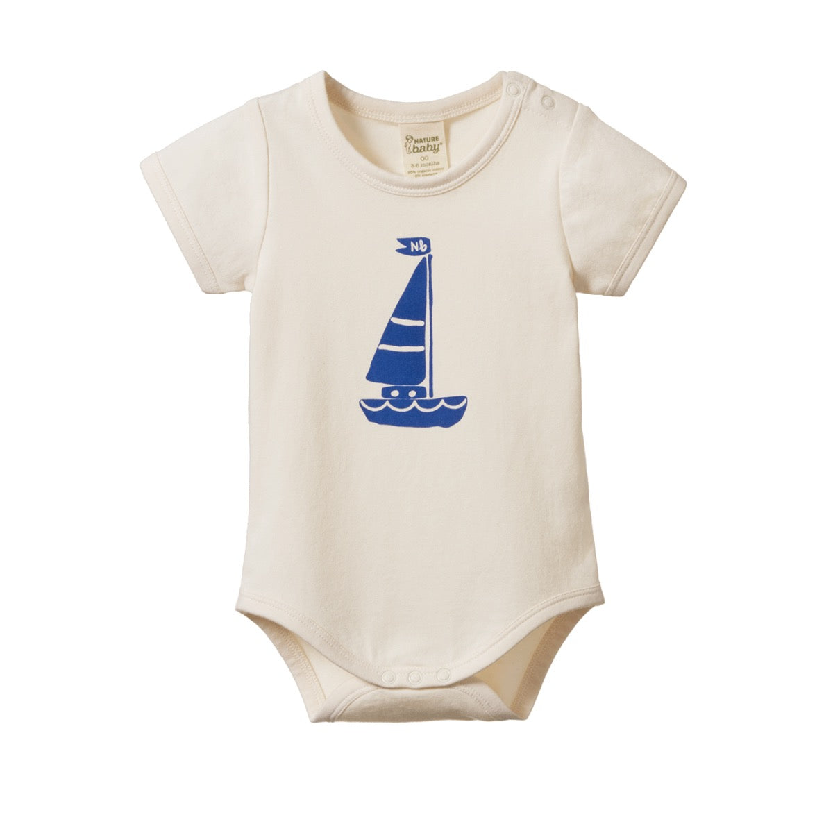 Stretch Jersey Short Sleeve Bodytsuit || Sail Boat Print