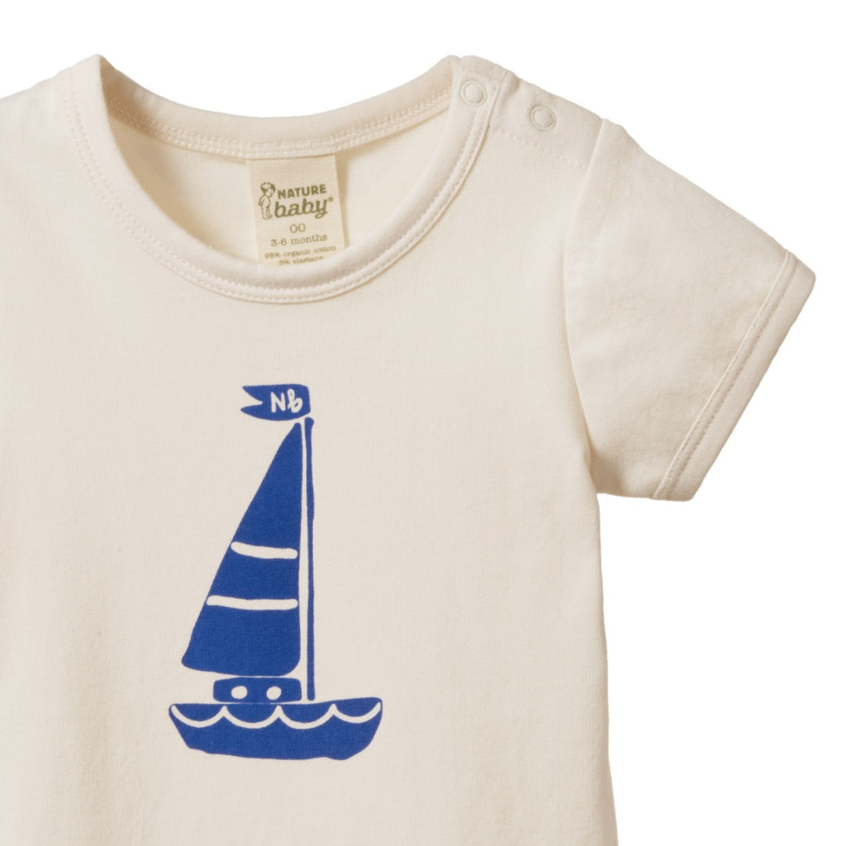 Stretch Jersey Short Sleeve Bodytsuit || Sail Boat Print