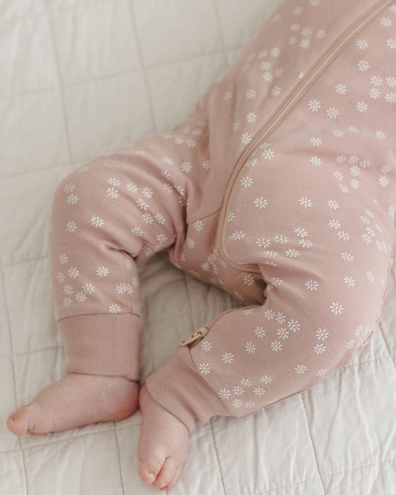 Zip Long Sleeve Sleeper || Mauve Ditsy