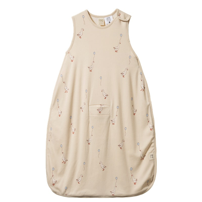 Organic Cotton &amp; Merino Sleeping Bag || Goosey Lullaby Print