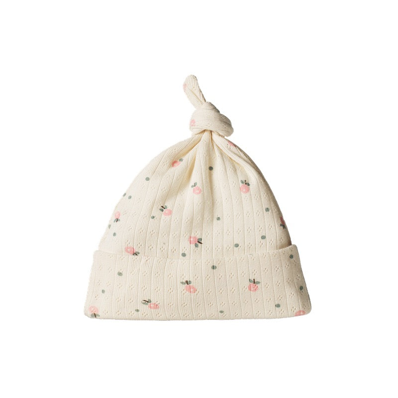 Knotted Beanie Pointelle || Posey Blossom Print