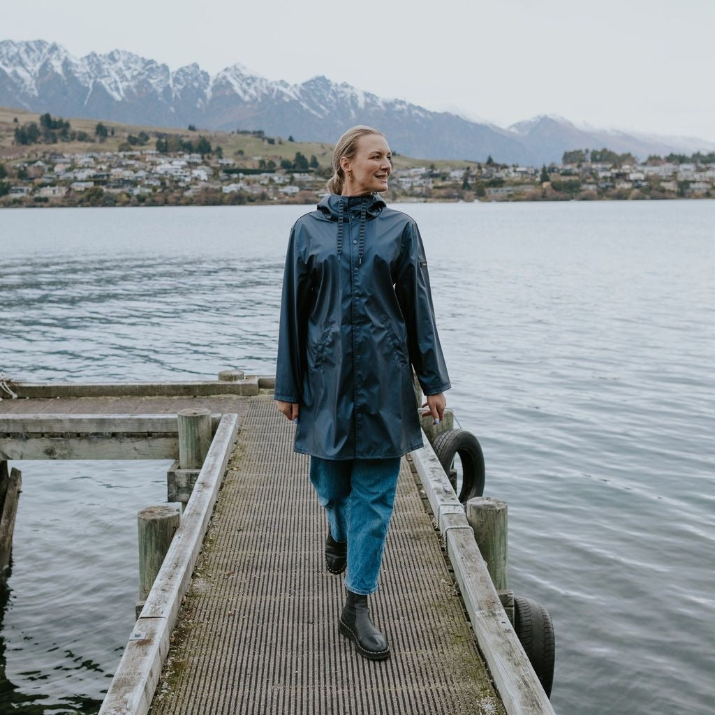 Charlie - Women's Rain Coat || Metallic Blue