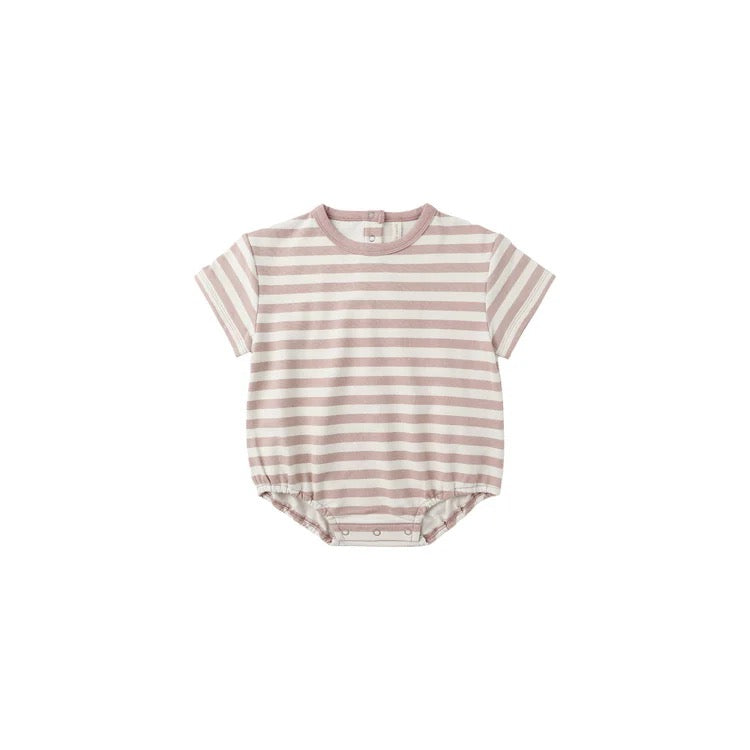 Relaxed SS Bubble Romper || Pink Stripe
