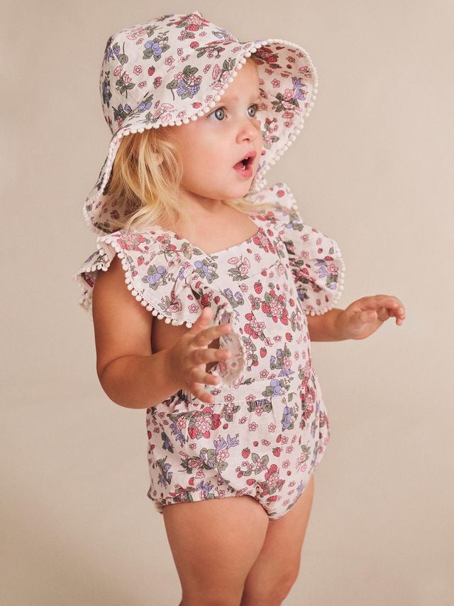 Strawberry Garden Sunhat || Cream