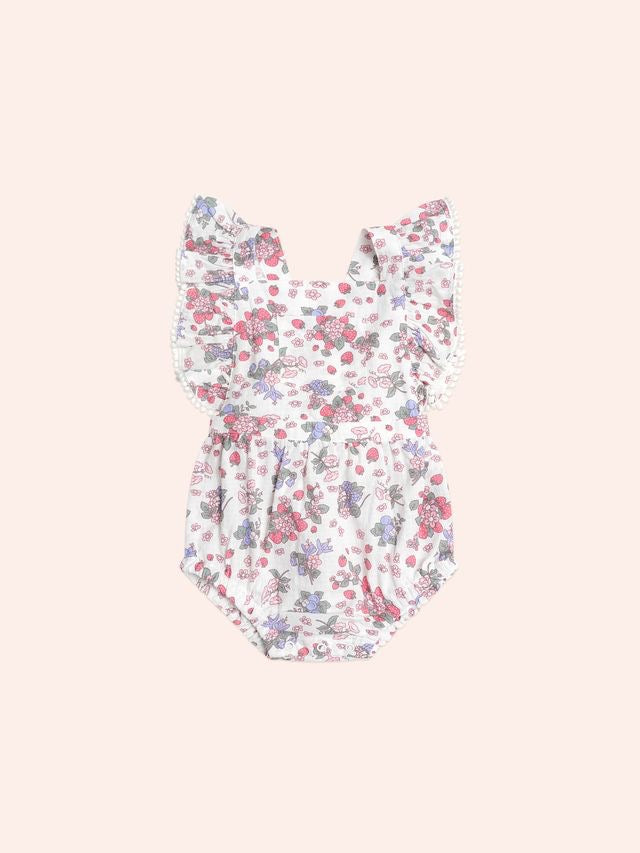 Strawberry Garden Playsuit || Cream