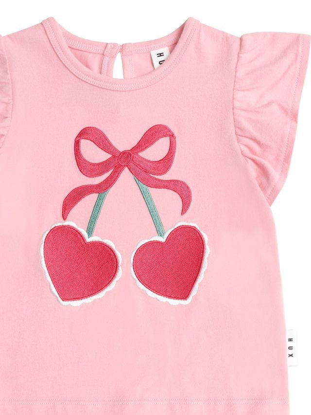 Cherry Heart Frill Tee || Apricot