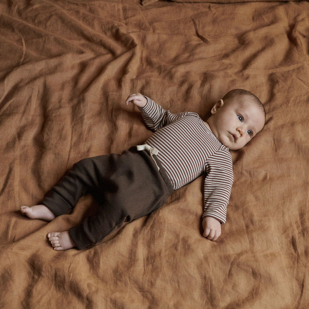 Long Sleeve Bodysuit || Pinecone Stripe