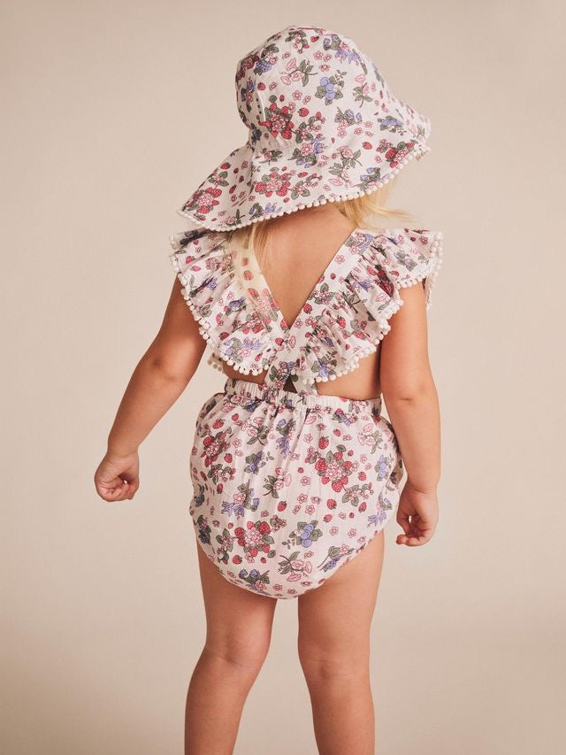 Strawberry Garden Playsuit || Cream
