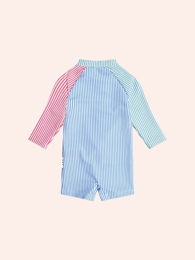 Spliced Stripe Swimsuit Shortie