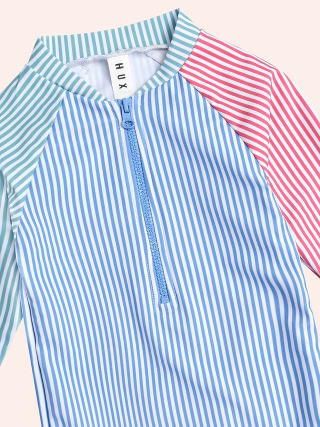 Spliced Stripe Swimsuit Shortie