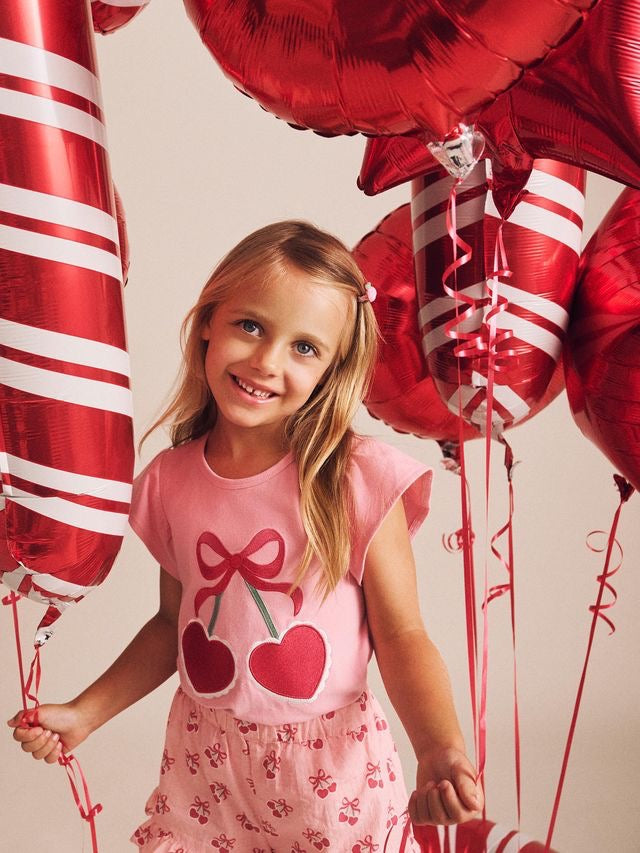 Cherry Heart Frill Tee || Apricot