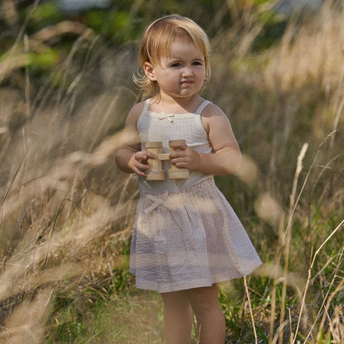 Orchard Skirt Seersucker || Golden Stripe