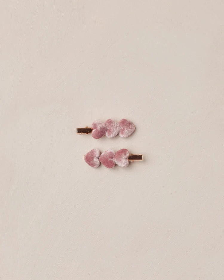 Velvet Heart Clips || Raspberry
