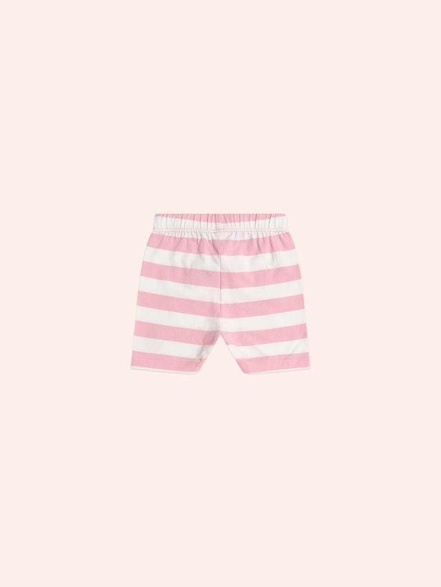 Strawberry Stripe Bike Short || Strawberry/Almond Milk