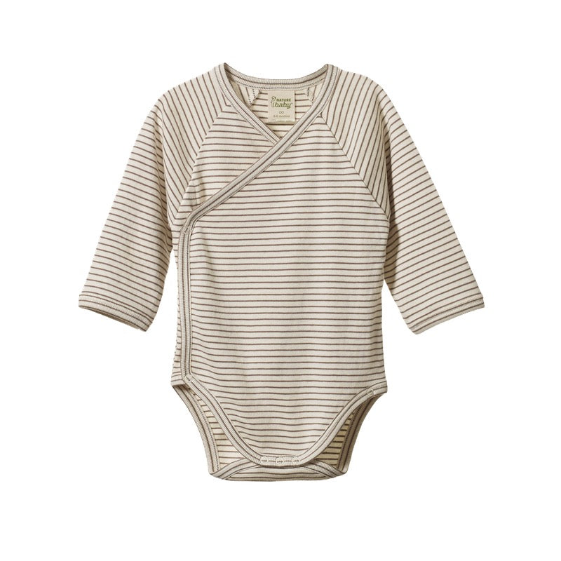 Kimono L/S Bodysuit || Mushroom Stripe