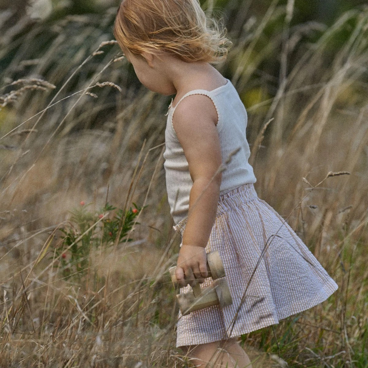 Orchard Skirt Seersucker || Golden Stripe