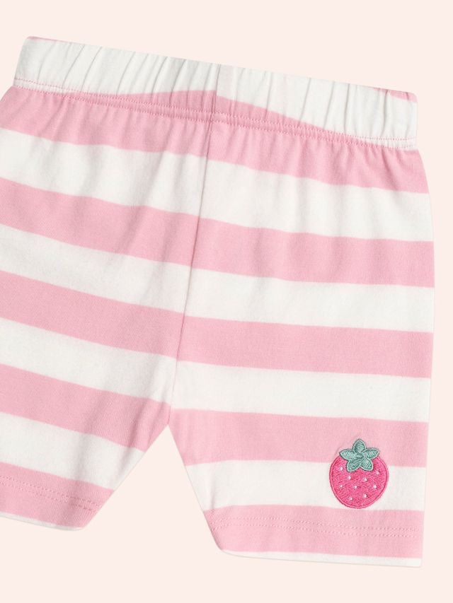Strawberry Stripe Bike Short || Strawberry/Almond Milk