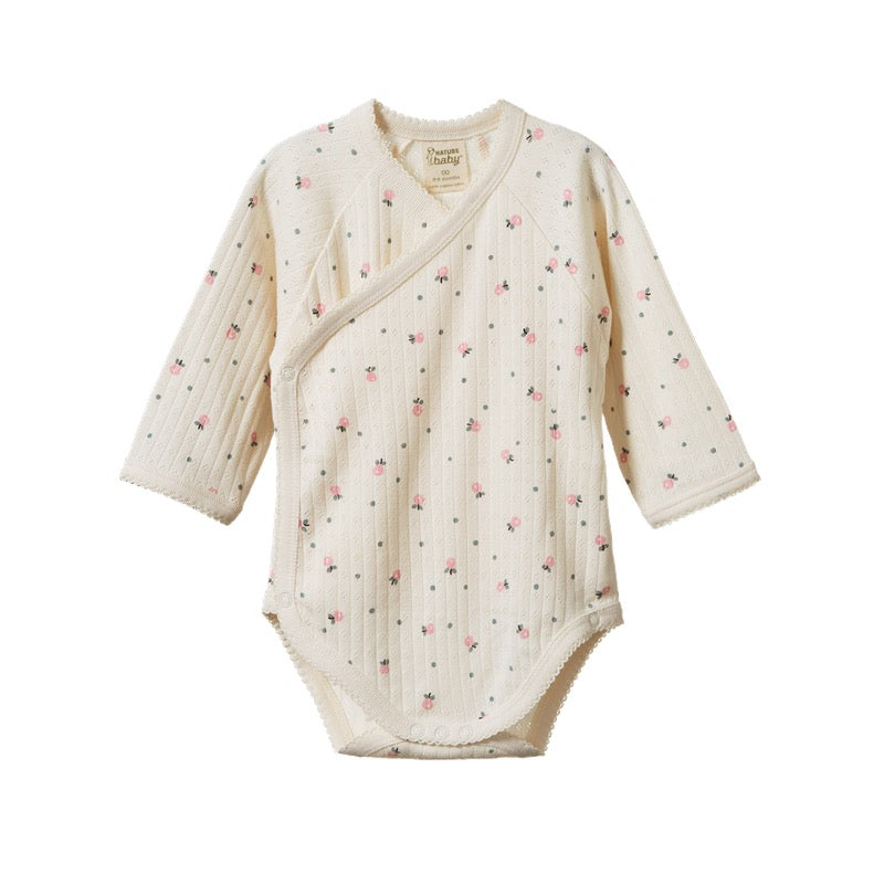 Kimono L/S Bodysuit Pointelle|| Posey Blossom Print